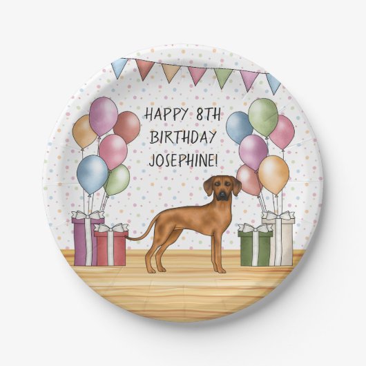 Rhodesian Ridgeback Kleurrijke Pastel Gelukkige Ve Papieren Bordje (Voorkant)