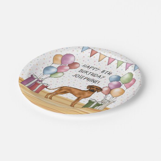 Rhodesian Ridgeback Kleurrijke Pastel Gelukkige Ve Papieren Bordje (Gekanteld)