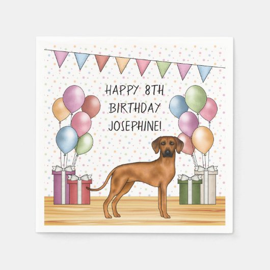 Rhodesian Ridgeback Kleurrijke Pastel Gelukkige Ve Servet (Voorkant)