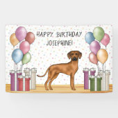 Rhodesian Ridgeback Kleurrijke Pastel Gelukkige Ve Spandoek (Horizontaal)