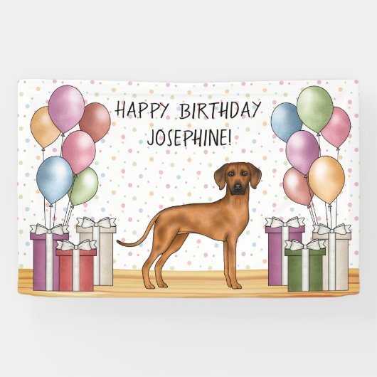 Rhodesian Ridgeback Kleurrijke Pastel Gelukkige Ve Spandoek (Horizontaal)