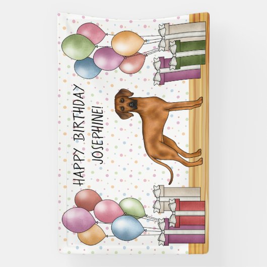Rhodesian Ridgeback Kleurrijke Pastel Gelukkige Ve Spandoek (Verticaal)