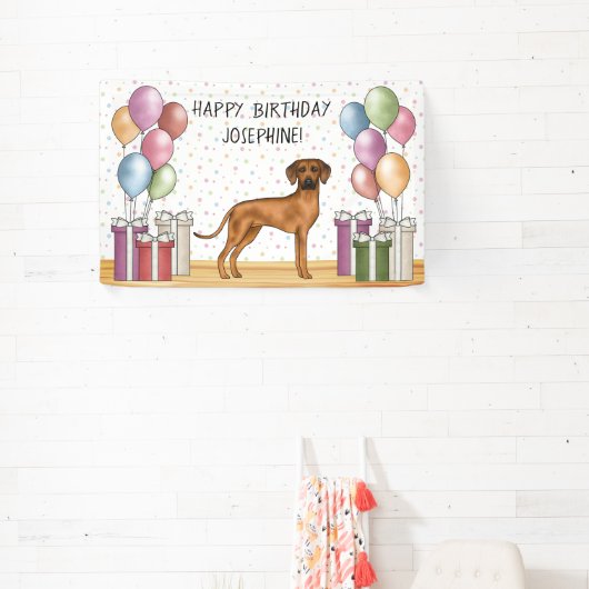 Rhodesian Ridgeback Kleurrijke Pastel Gelukkige Ve Spandoek (Insitu)