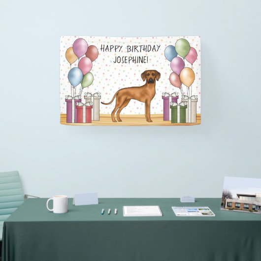 Rhodesian Ridgeback Kleurrijke Pastel Gelukkige Ve Spandoek (Beurs)