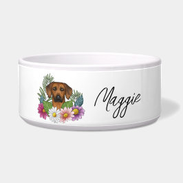 Rhodesian Ridgeback Kleurrijke Wilde Bloemen En Na Voerbakje