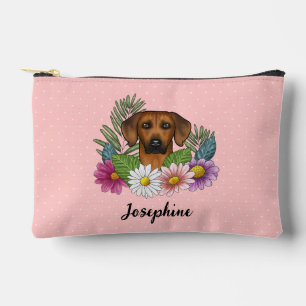 Rhodesian Ridgeback Kop Kleurrijke Bloemen En Naam Etui