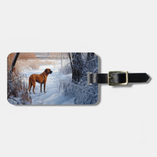 Rhodesian Ridgeback laat het sneeuwen Kerstmis Bagagelabel