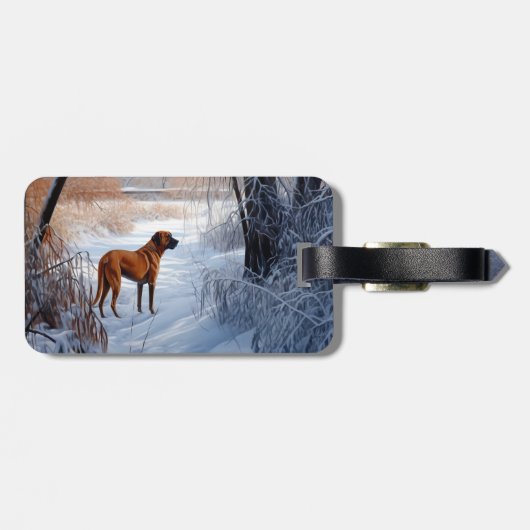 Rhodesian Ridgeback laat het sneeuwen Kerstmis Bagagelabel (Achterkant horizontaal)