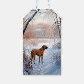 Rhodesian Ridgeback laat het sneeuwen Kerstmis Cadeaulabel (Achterkant)