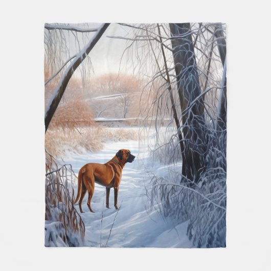 Rhodesian Ridgeback laat het sneeuwen Kerstmis Fleece Deken (Voorkant)
