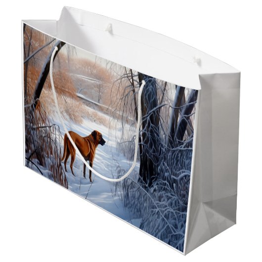 Rhodesian Ridgeback laat het sneeuwen Kerstmis Groot Cadeauzakje (Achterkant Gekanteld)
