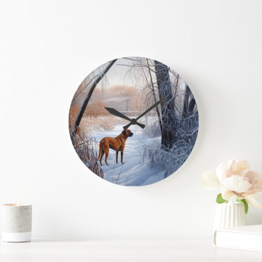 Rhodesian Ridgeback laat het sneeuwen Kerstmis Grote Klok (Huis)