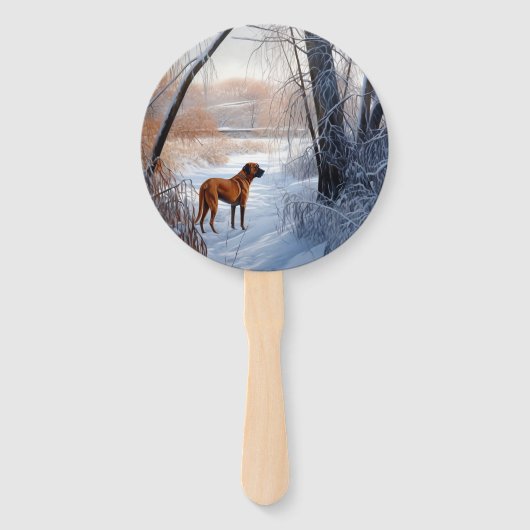 Rhodesian Ridgeback laat het sneeuwen Kerstmis Handwaaier (Achterkant)