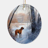 Rhodesian Ridgeback laat het sneeuwen Kerstmis Keramisch Ornament (Links)