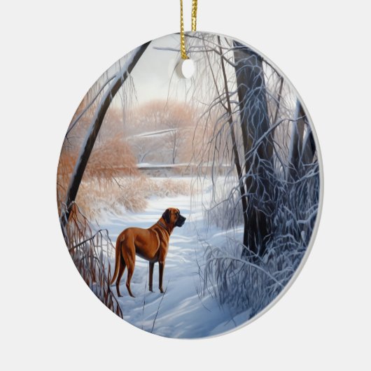 Rhodesian Ridgeback laat het sneeuwen Kerstmis Keramisch Ornament (Links)