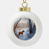 Rhodesian Ridgeback laat het sneeuwen Kerstmis Keramische Bal Ornament (Voorkant)