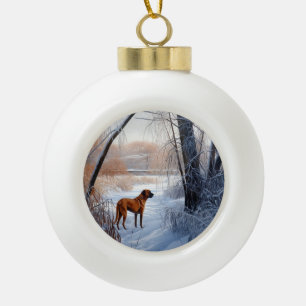 Rhodesian Ridgeback laat het sneeuwen Kerstmis Keramische Bal Ornament