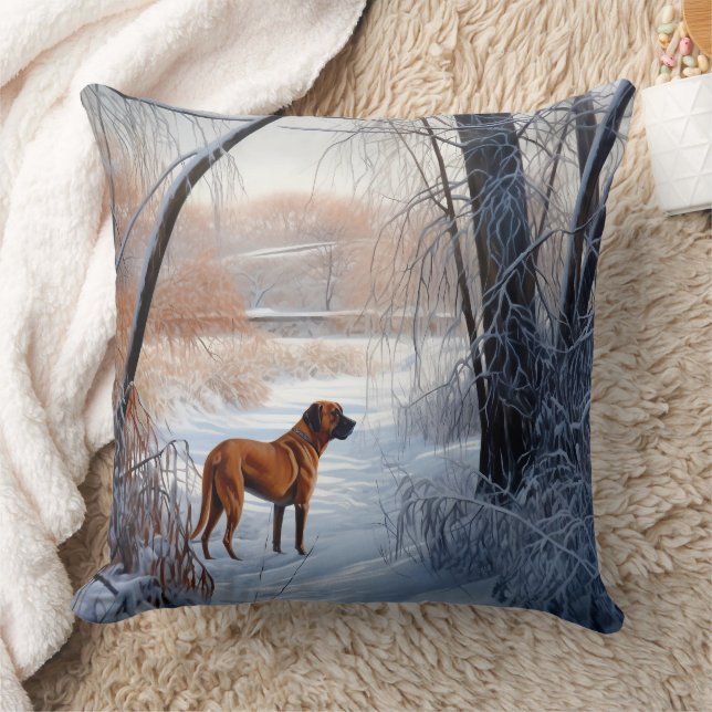 Rhodesian Ridgeback laat het sneeuwen Kerstmis Kussen (Deken)