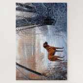 Rhodesian Ridgeback laat het sneeuwen Kerstmis Legpuzzel (Verticaal)