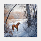 Rhodesian Ridgeback laat het sneeuwen Kerstmis Magneet (Voorkant)