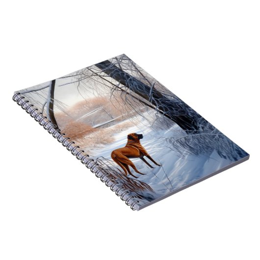 Rhodesian Ridgeback laat het sneeuwen Kerstmis Notitieboek (Rechterzijde)