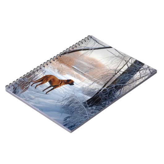 Rhodesian Ridgeback laat het sneeuwen Kerstmis Notitieboek (Linkerzijde)