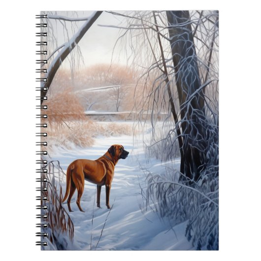 Rhodesian Ridgeback laat het sneeuwen Kerstmis Notitieboek (Voorkant)