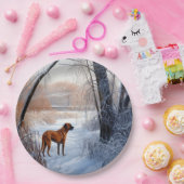 Rhodesian Ridgeback laat het sneeuwen Kerstmis Papieren Bordje (Feest)