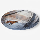 Rhodesian Ridgeback laat het sneeuwen Kerstmis Papieren Bordje (Gekanteld)