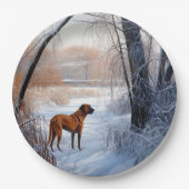 Rhodesian Ridgeback laat het sneeuwen Kerstmis Papieren Bordje (Voorkant)