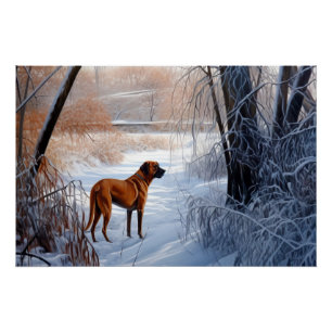 Rhodesian Ridgeback laat het sneeuwen Kerstmis Perfect Poster