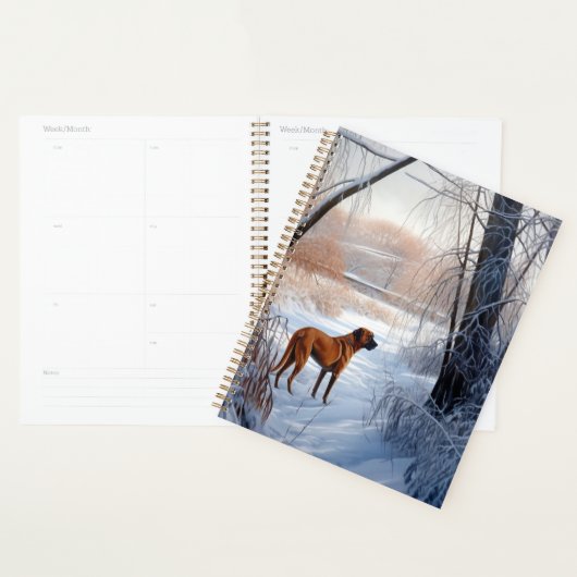 Rhodesian Ridgeback laat het sneeuwen Kerstmis Planner (Display)