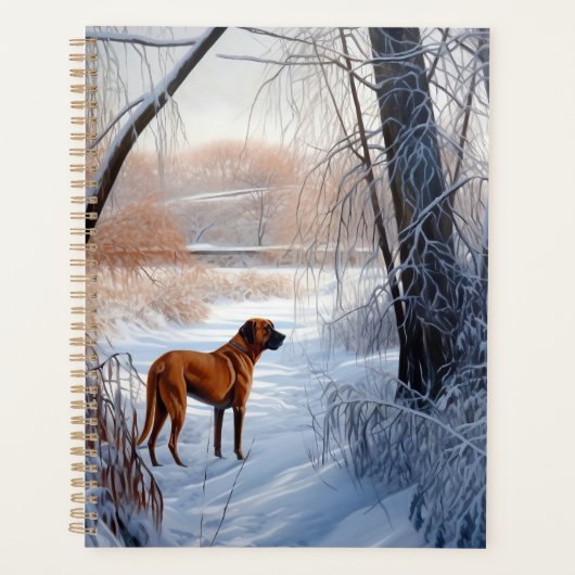 Rhodesian Ridgeback laat het sneeuwen Kerstmis Planner (Voorkant)