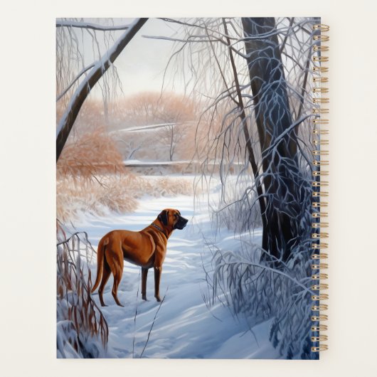 Rhodesian Ridgeback laat het sneeuwen Kerstmis Planner (Achterkant)