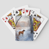 Rhodesian Ridgeback laat het sneeuwen Kerstmis Pokerkaarten (Achterkant)