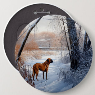 Rhodesian Ridgeback laat het sneeuwen Kerstmis Ronde Button 6,0 Cm