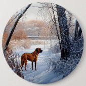 Rhodesian Ridgeback laat het sneeuwen Kerstmis Ronde Button 6,0 Cm (Voorkant)
