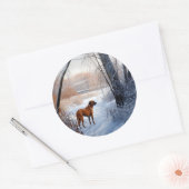 Rhodesian Ridgeback Laat het Sneeuwen Kerstmis Ronde Sticker (Envelop)