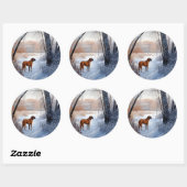 Rhodesian Ridgeback Laat het Sneeuwen Kerstmis Ronde Sticker (Vel)