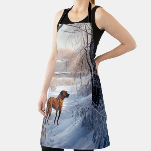 Rhodesian Ridgeback laat het sneeuwen Kerstmis Schort (Insitu)