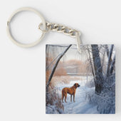 Rhodesian Ridgeback laat het sneeuwen Kerstmis Sleutelhanger (Voorkant)
