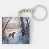Rhodesian Ridgeback laat het sneeuwen Kerstmis Sleutelhanger (Achterkant)