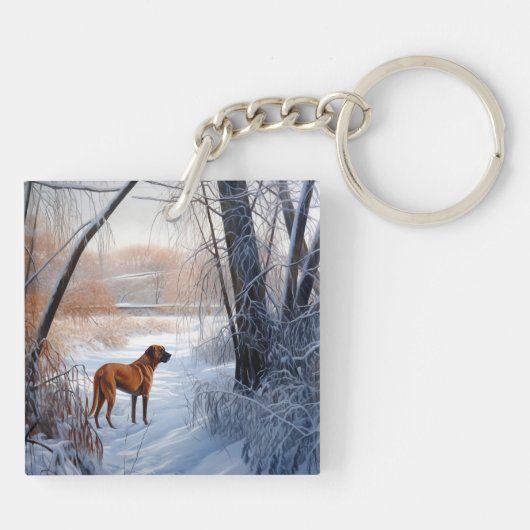 Rhodesian Ridgeback laat het sneeuwen Kerstmis Sleutelhanger (Achterkant)