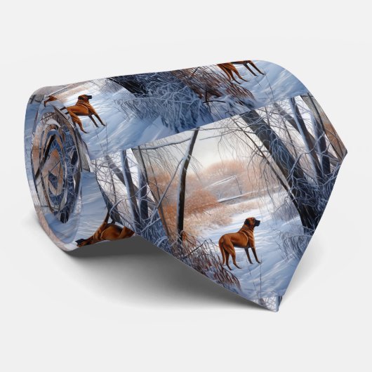 Rhodesian Ridgeback laat het sneeuwen Kerstmis Stropdas (Opgerold)