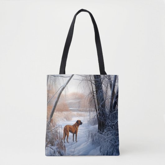 Rhodesian Ridgeback laat het sneeuwen Kerstmis Tote Bag (Voorkant)