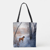 Rhodesian Ridgeback laat het sneeuwen Kerstmis Tote Bag (Achterkant)