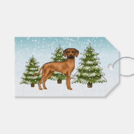 Rhodesian Ridgeback Leeuw Hond Sneeuw Winterse Bos Cadeaulabel
