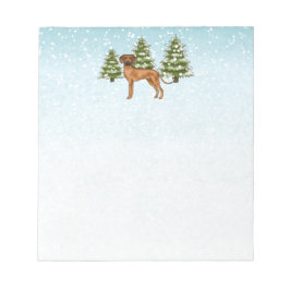 Rhodesian Ridgeback Leeuw Hond Sneeuw Winterse Bos Notitieblok
