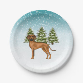 Rhodesian Ridgeback Leeuw Hond Sneeuw Winterse Bos Papieren Bordje