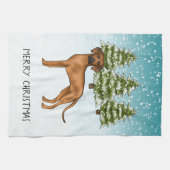 Rhodesian Ridgeback Leeuw Hond Sneeuw Winterse Bos Theedoek (Horizontaal)